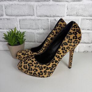 Dolce Vita Leopard Print Calf Hair Platform Pumps Size 8.5